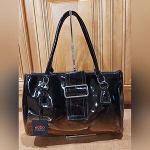 HOBO Int'l Clutch Satchel Purse Bag OMBRE Chocolate Brown Patent Leather NWT